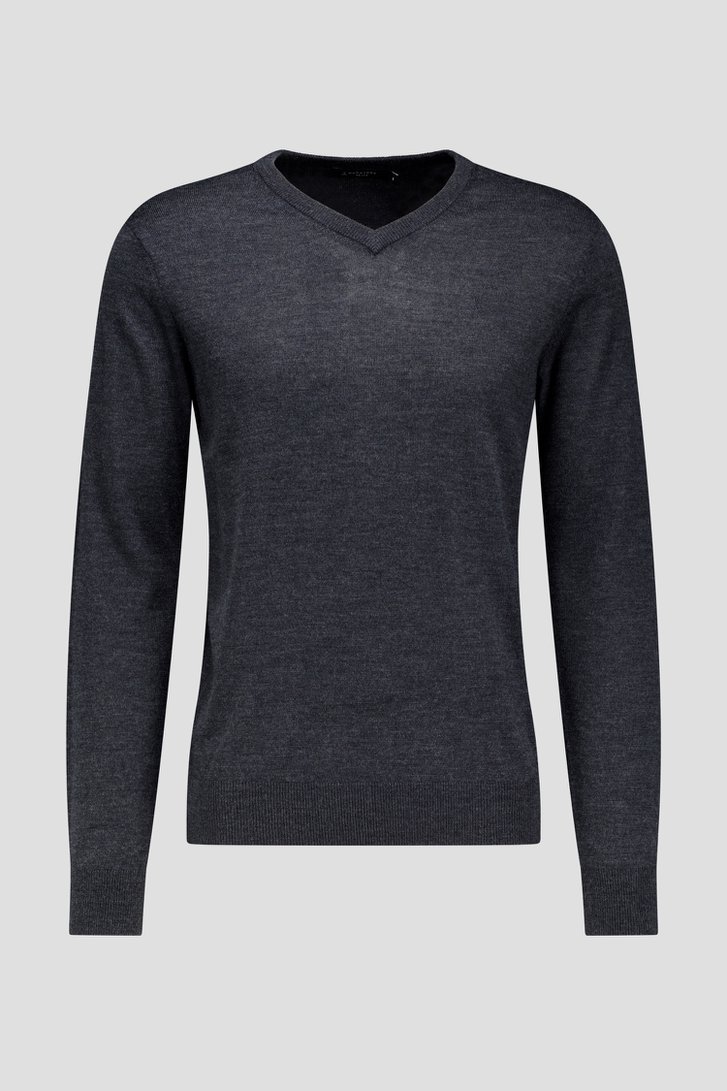 Photo produit 1 de Pull fin gris avec col en V de Dansaert Black pour Hommes