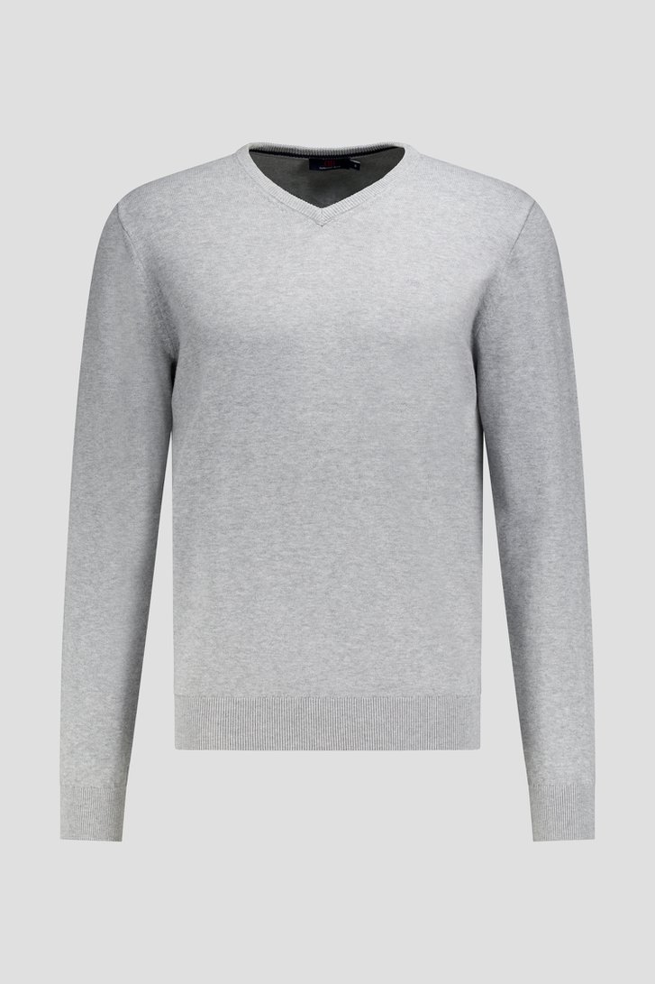Photo produit 1 de Pull fin gris clair chiné à col en V de Dansaert Blue pour Hommes