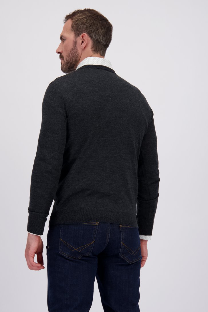 Le dos de Pull fin gris foncé de Dansaert Black pour Hommes