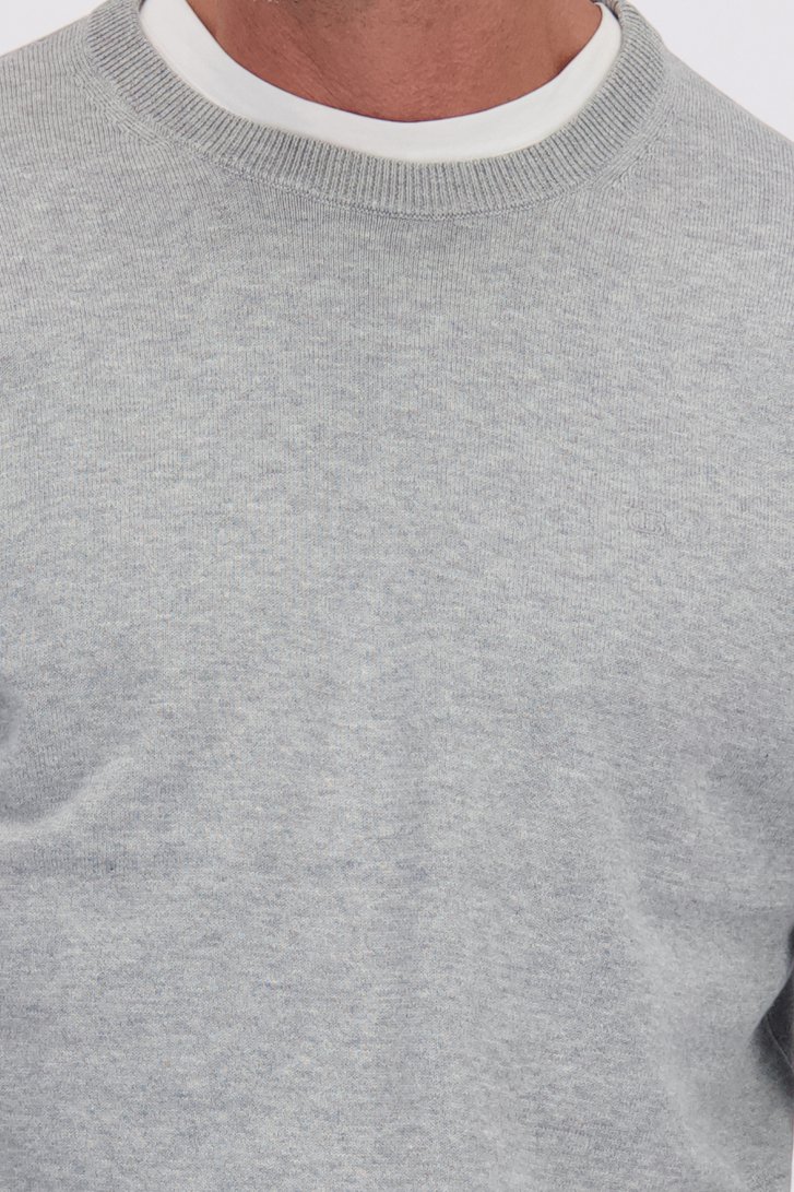 Détail de Pull fin grise à col rond de Dansaert Blue pour Hommes