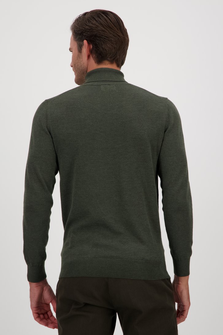 Pull fin kaki à col roulé de Michaelis pour Hommes