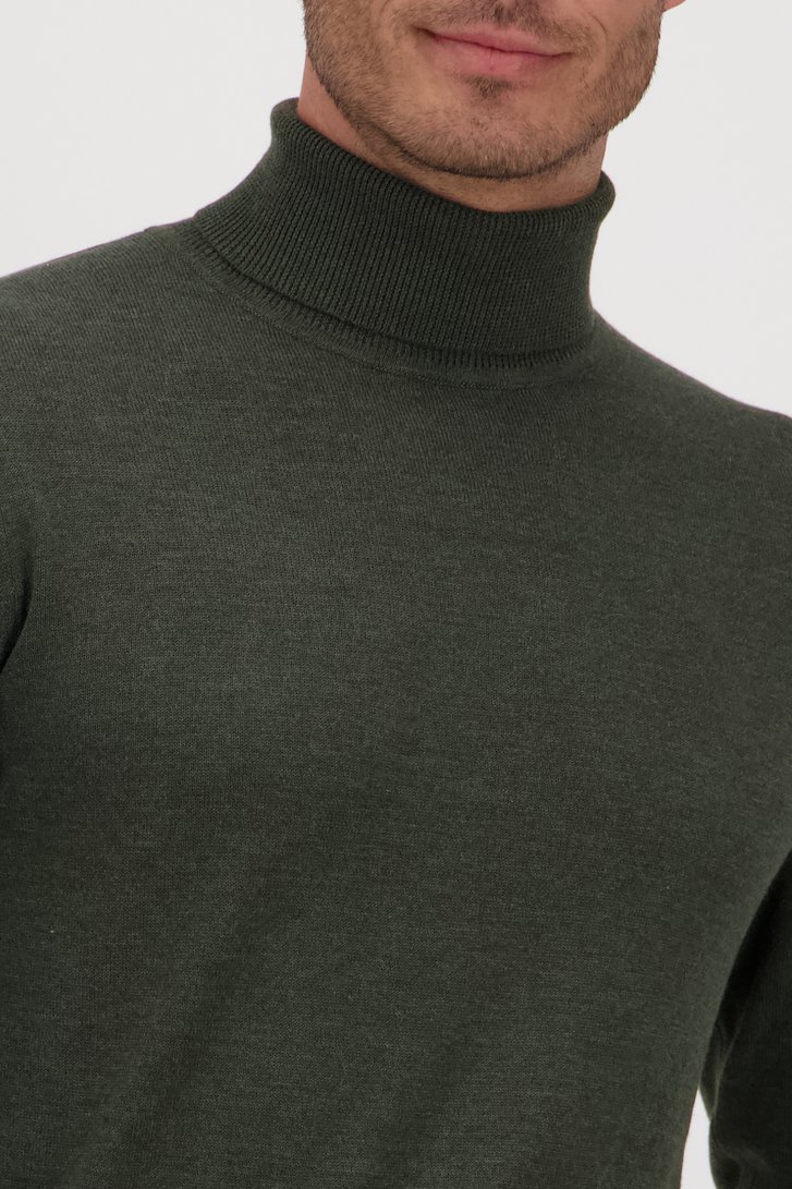 Pull fin kaki à col roulé de Michaelis pour Hommes