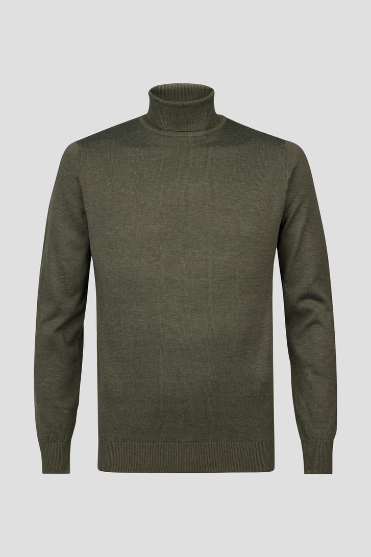 Pull fin kaki à col roulé de Michaelis pour Hommes