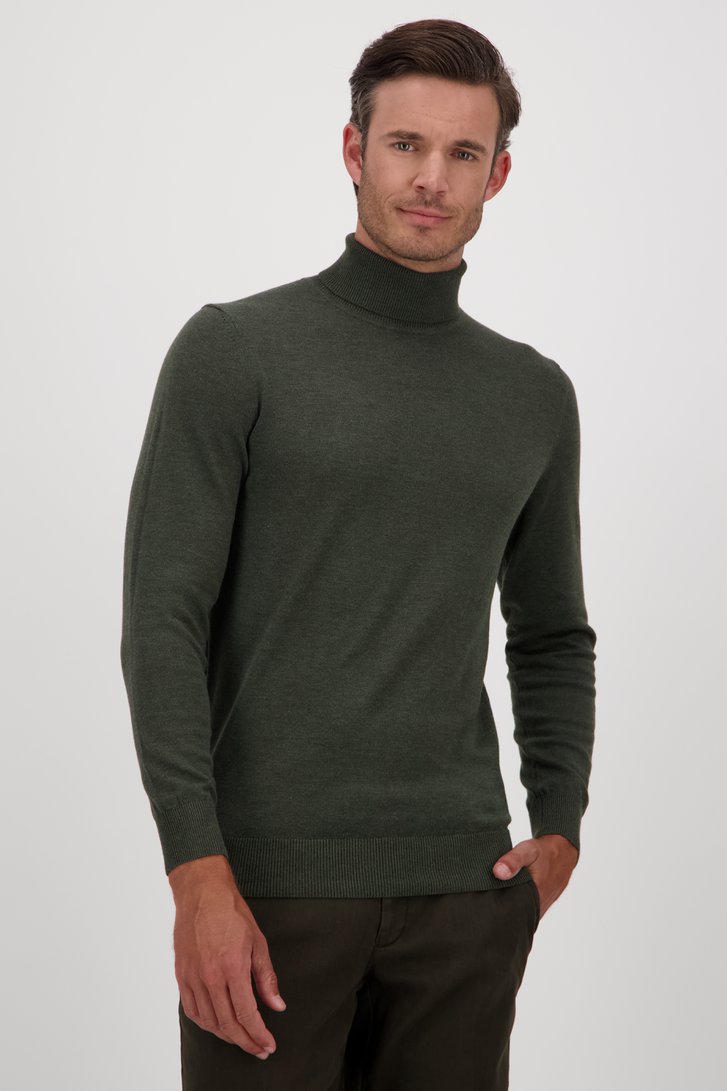 Pull fin kaki à col roulé de Michaelis pour Hommes