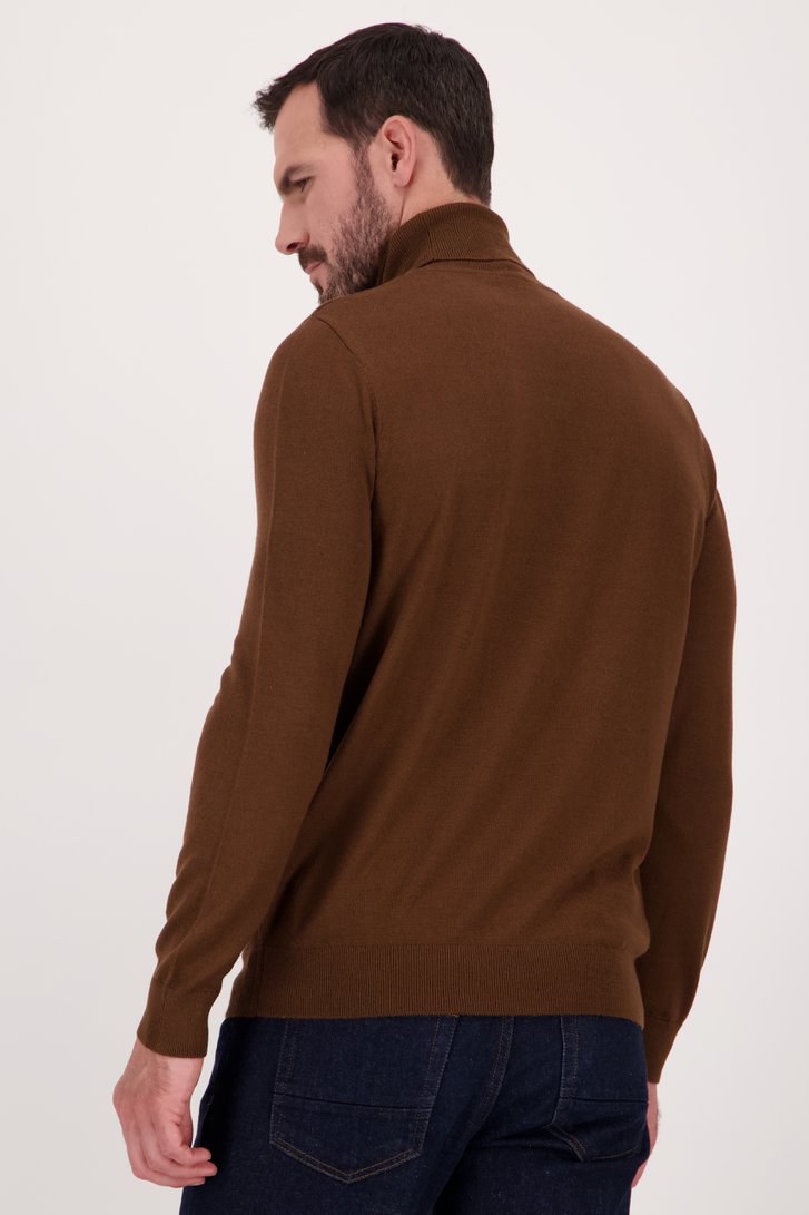 Pull fin marron à col roulé de Dansaert Black pour Hommes