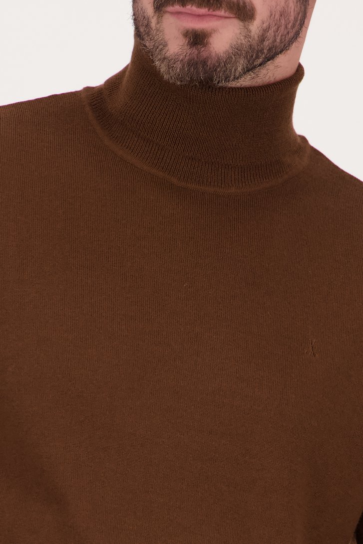 Pull fin marron à col roulé de Dansaert Black pour Hommes