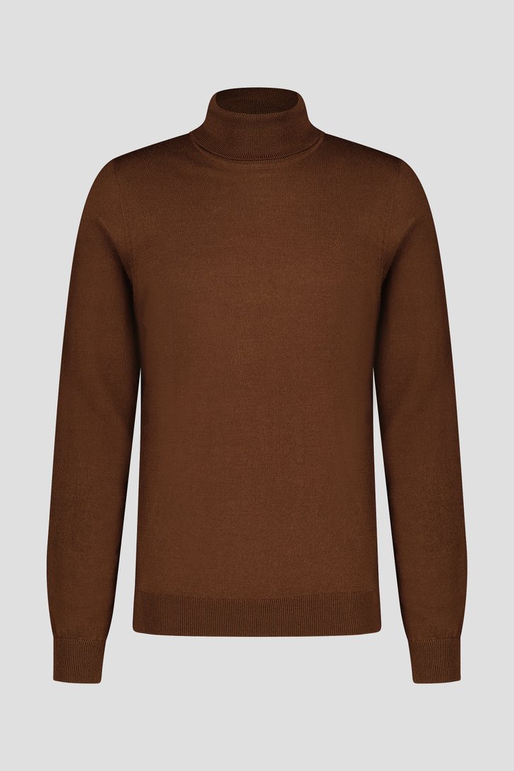 Pull fin marron à col roulé de Dansaert Black pour Hommes