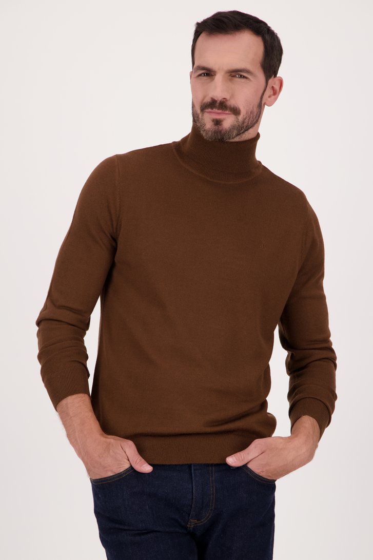 Pull fin marron à col roulé de Dansaert Black pour Hommes