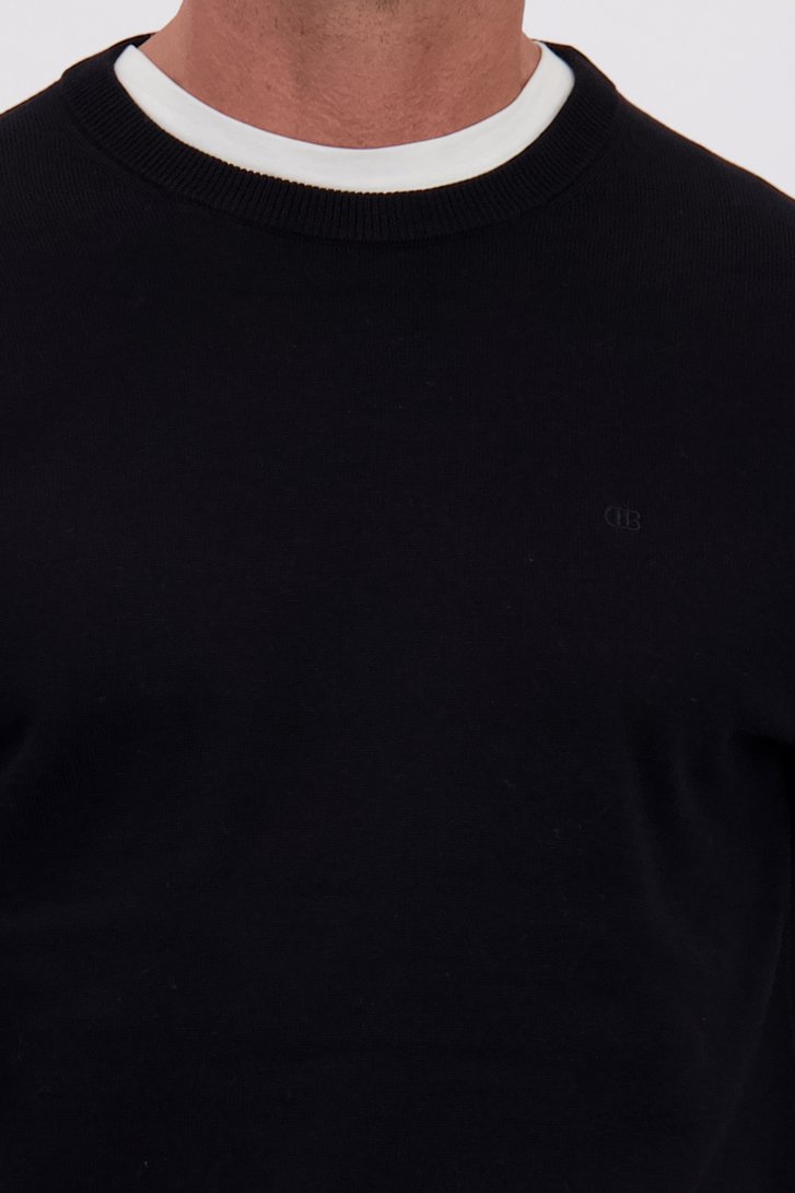 Détail de Pull fin noir à col rond de Dansaert Blue pour Hommes