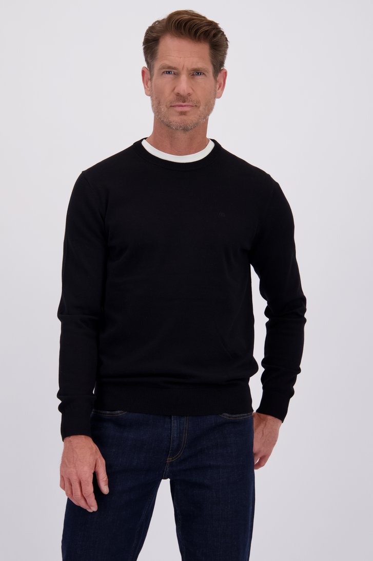 Le devant de Pull fin noir à col rond de Dansaert Blue pour Hommes