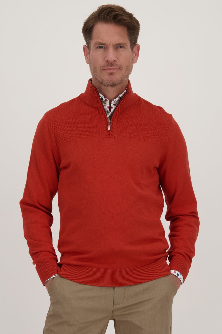 Pull fin orange à fermeture éclair courte	 de Dansaert Blue pour Hommes