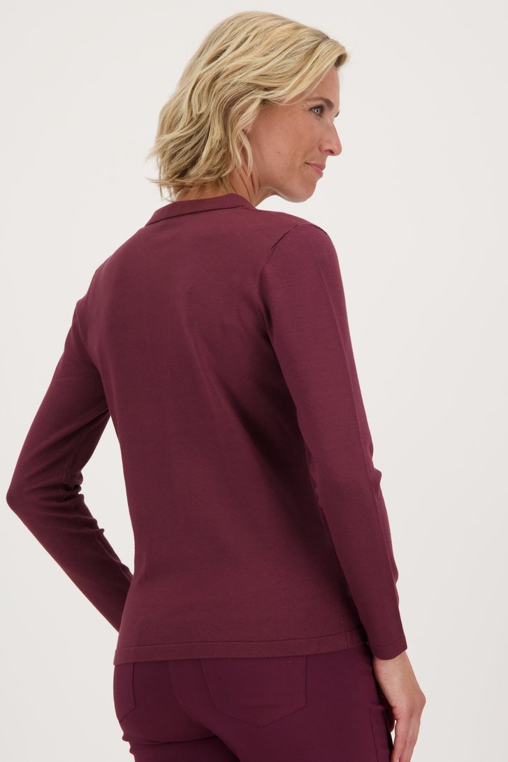 Pull fin rouge vin avec col de Claude Arielle pour Femmes