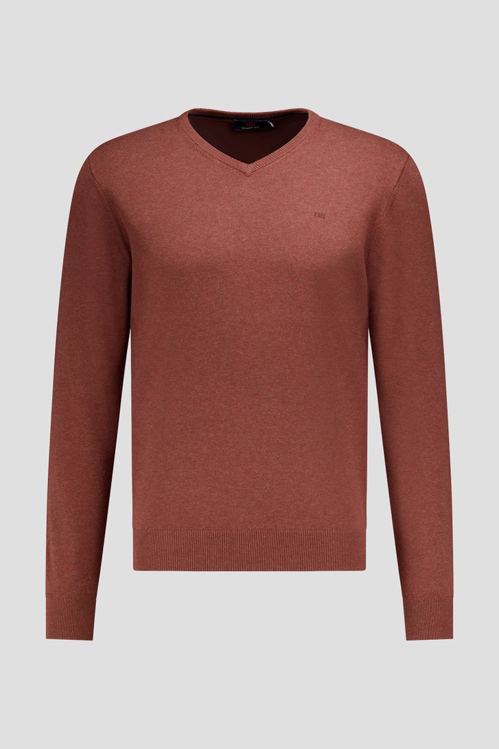 Photo produit 1 de Pull fin rouille à col en V de Dansaert Blue pour Hommes
