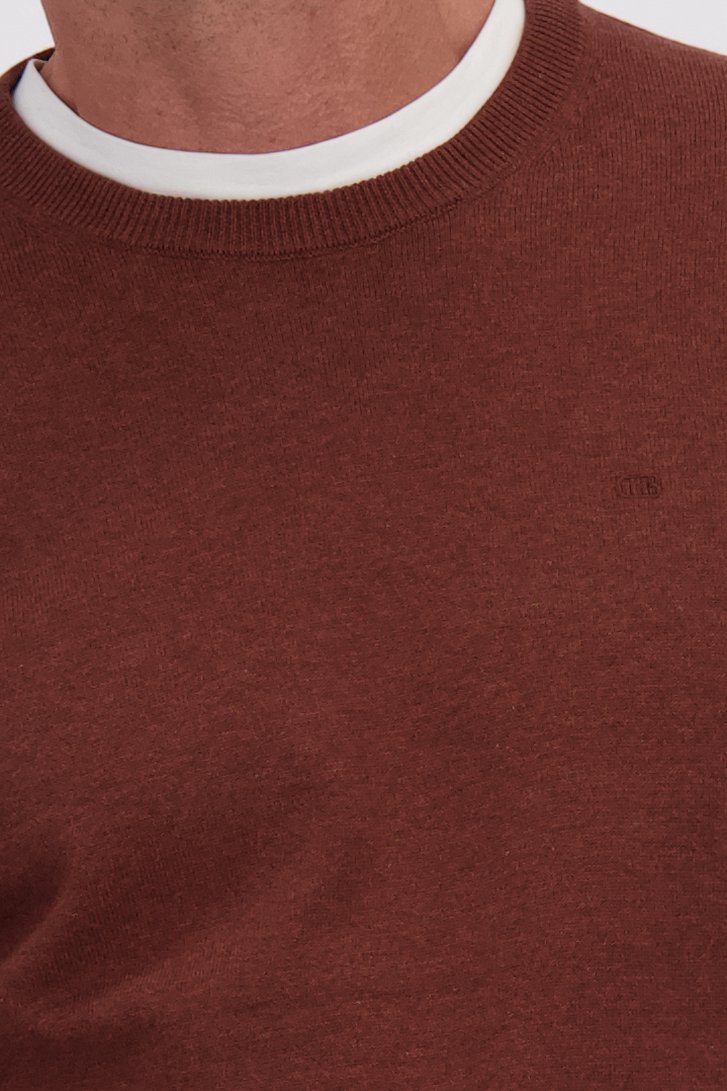 Détail de Pull fin rouille à col rond de Dansaert Blue pour Hommes