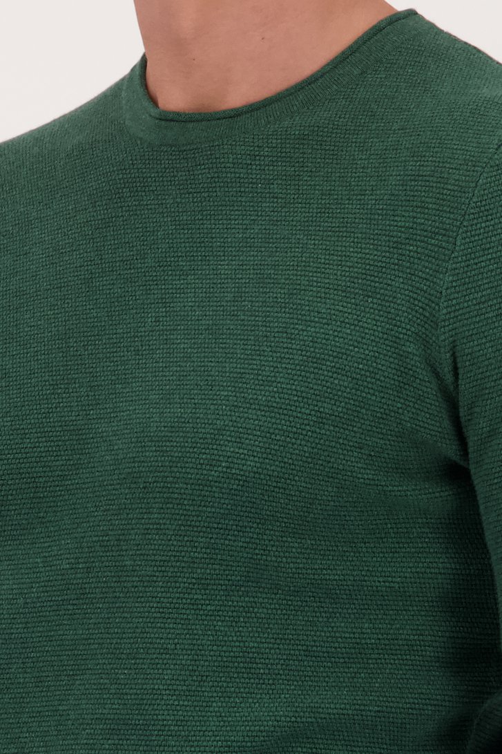 Pull fin texturé vert foncé de Casual Five pour Hommes