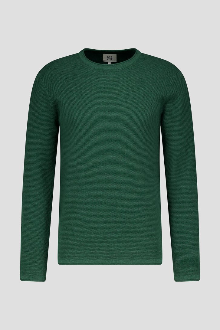 Pull fin texturé vert foncé de Casual Five pour Hommes