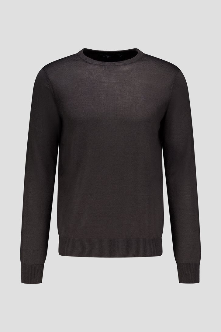 Photo produit 1 de Pull fin tricoté marron à col rond de Dansaert Black pour Hommes