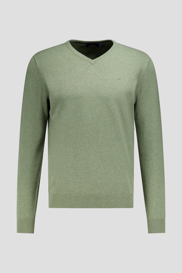 Photo produit 1 de Pull fin vert à col en V de Dansaert Blue pour Hommes