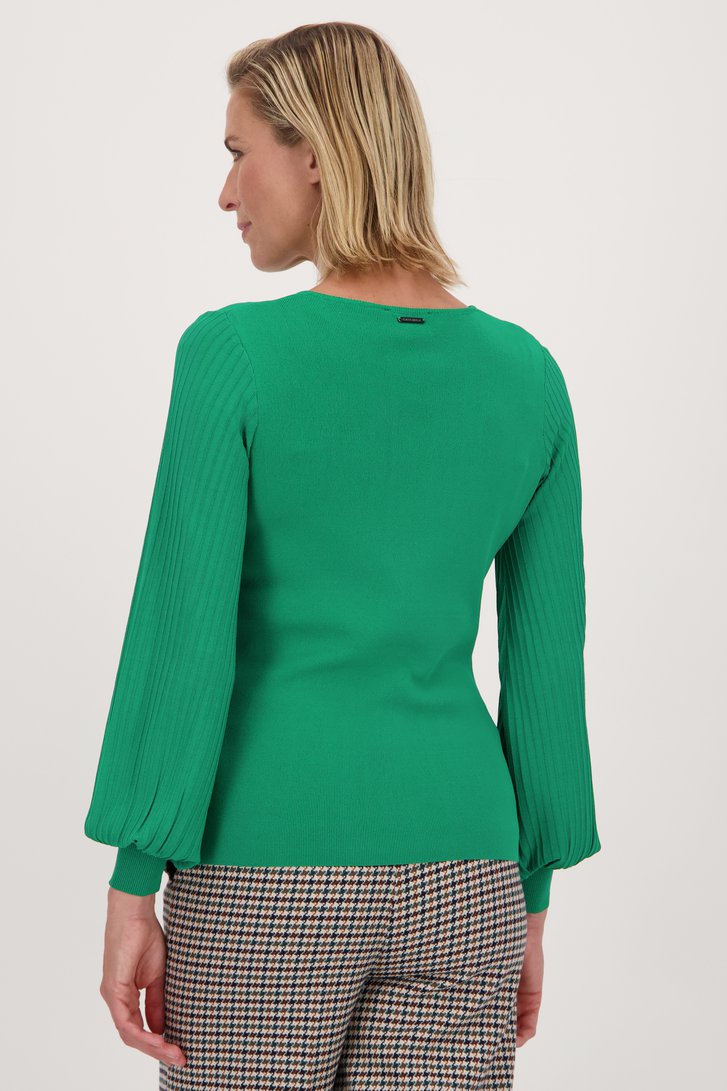 Pull fin vert à manches larges plissées de Claude Arielle pour Femmes