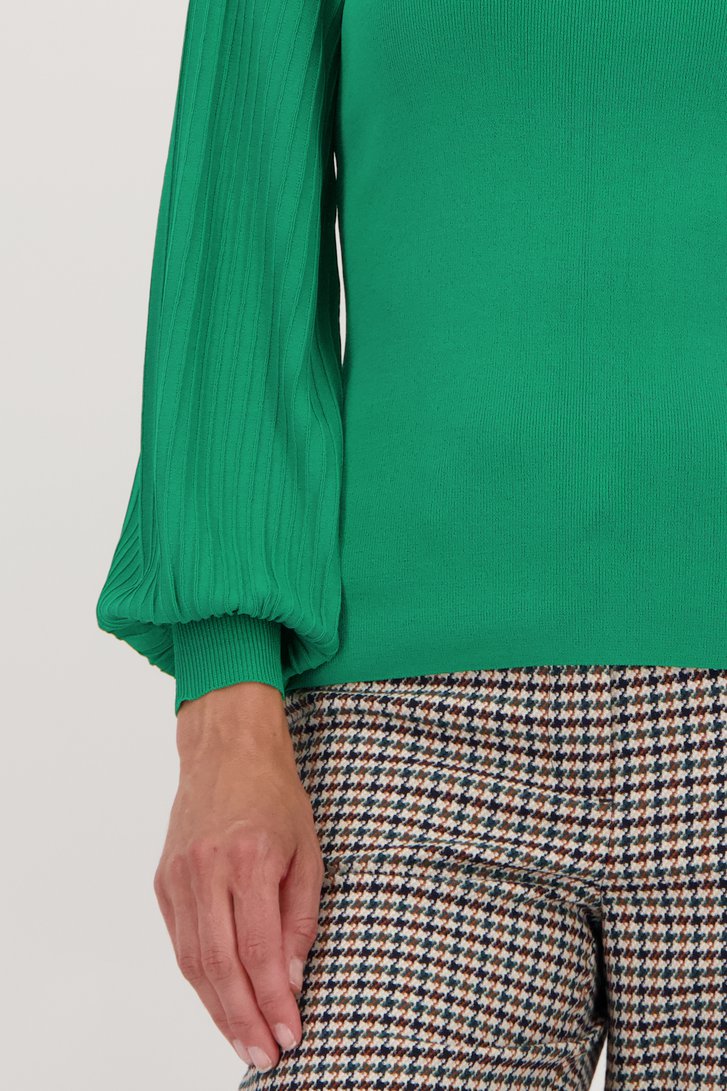 Pull fin vert à manches larges plissées de Claude Arielle pour Femmes