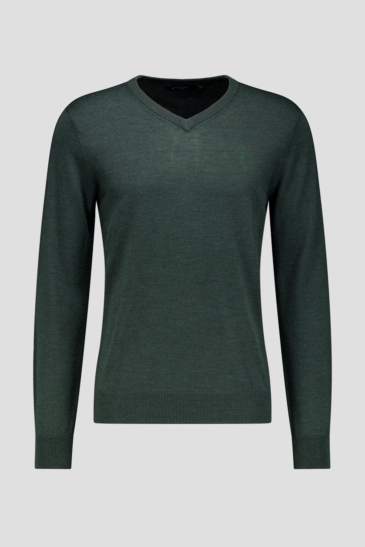 Photo produit 1 de Pull fin vert avec col en V de Dansaert Black pour Hommes