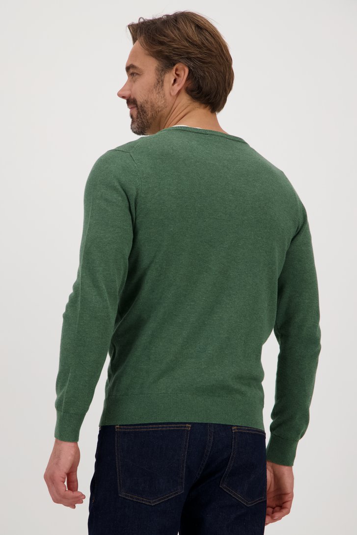 Pull fin vert avec col en V de Dansaert Blue pour Hommes