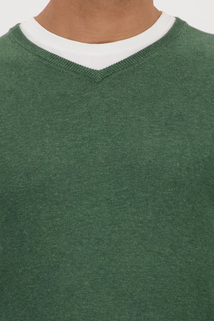 Pull fin vert avec col en V de Dansaert Blue pour Hommes