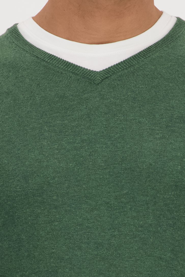 Pull fin vert avec col en V de Dansaert Blue pour Hommes