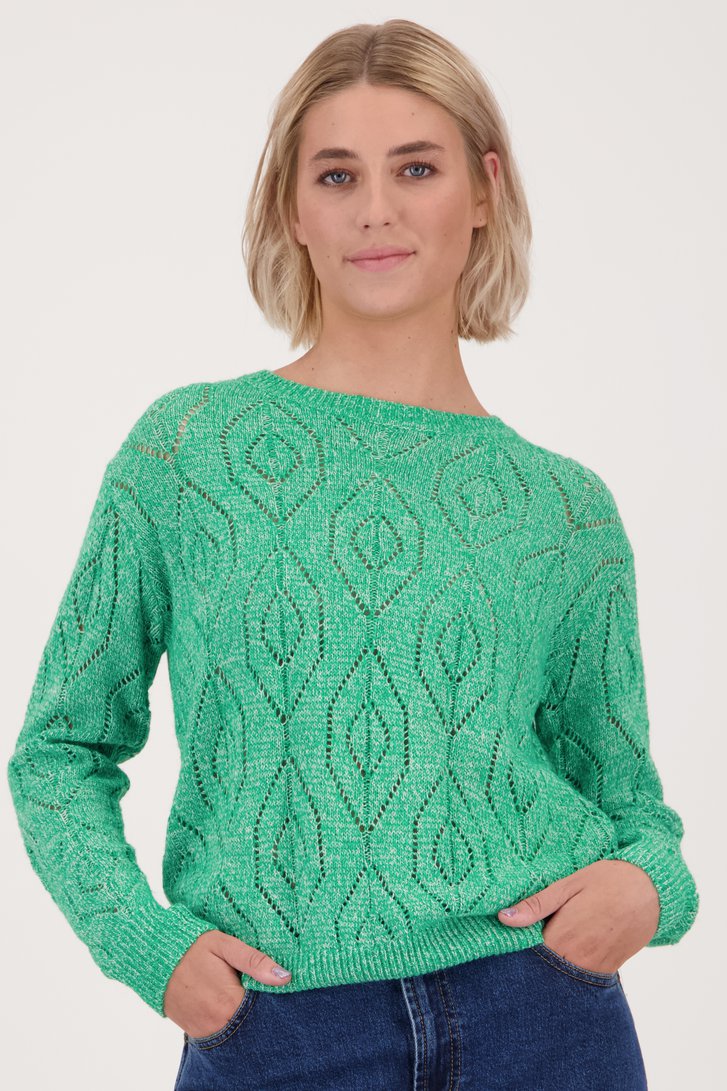Pull fin vert avec motif ajouré	 de Libelle pour Femmes