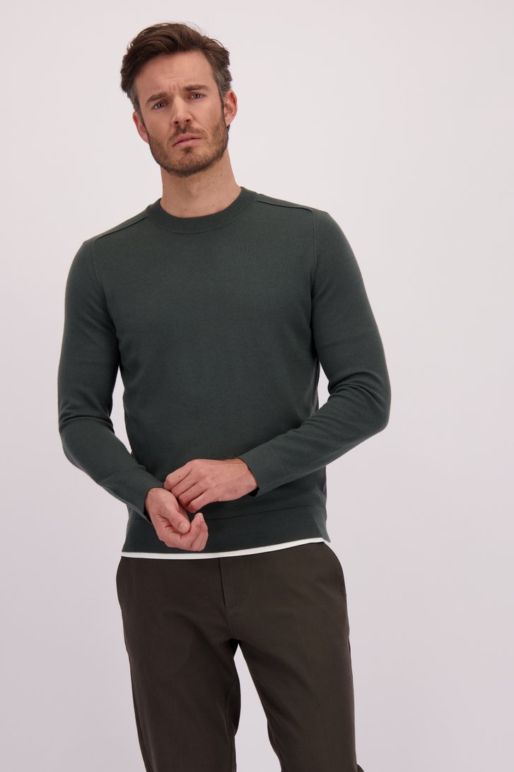 Le devant de Pull fin vert-gris  de Marc O'Polo pour Hommes