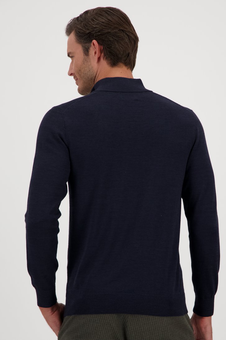 Pull fin zippé bleu marine  de Michaelis pour Hommes
