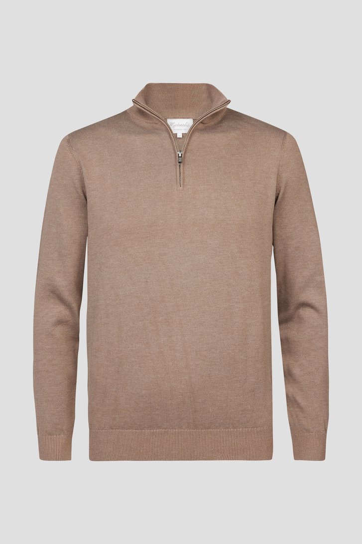 Pull fin zippé gris-brun de Michaelis pour Hommes