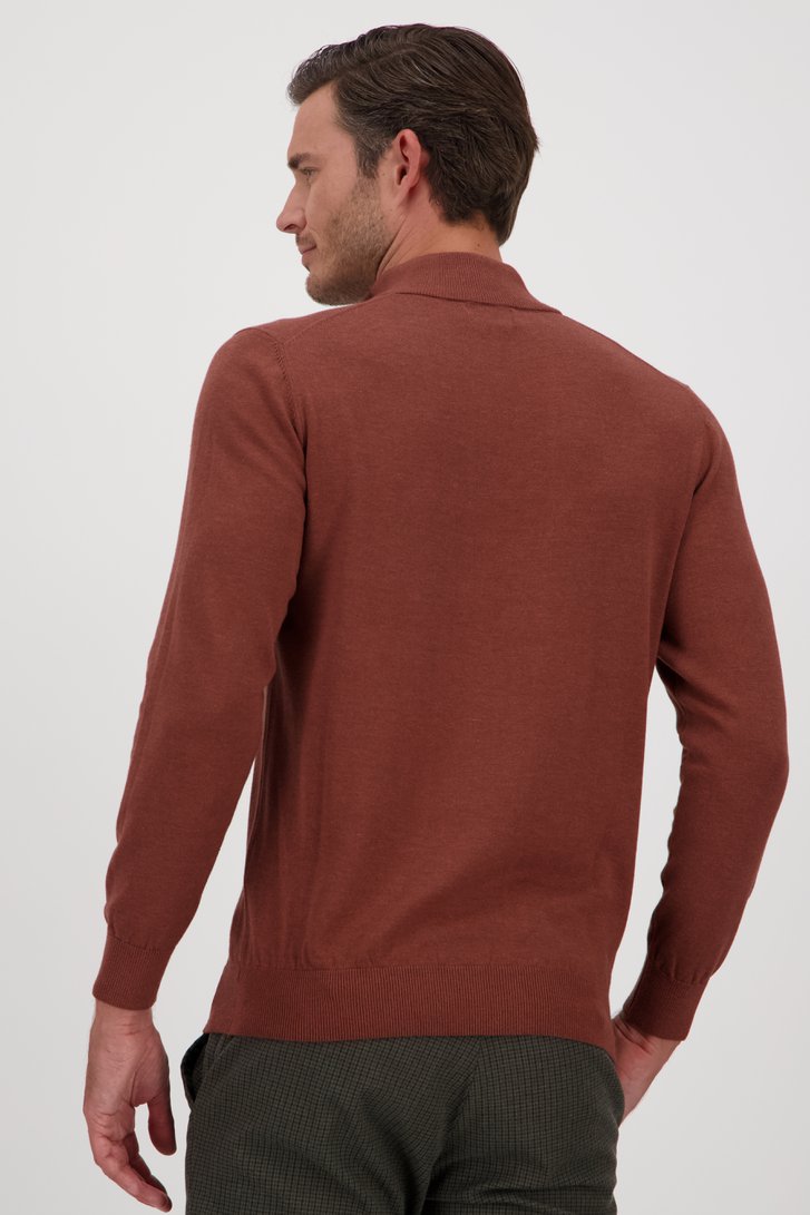 Pull fin zippé marron de Michaelis pour Hommes