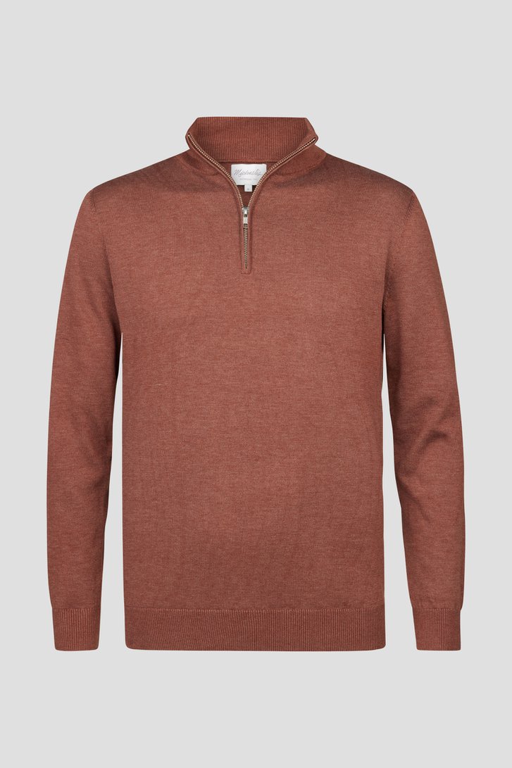 Pull fin zippé marron de Michaelis pour Hommes