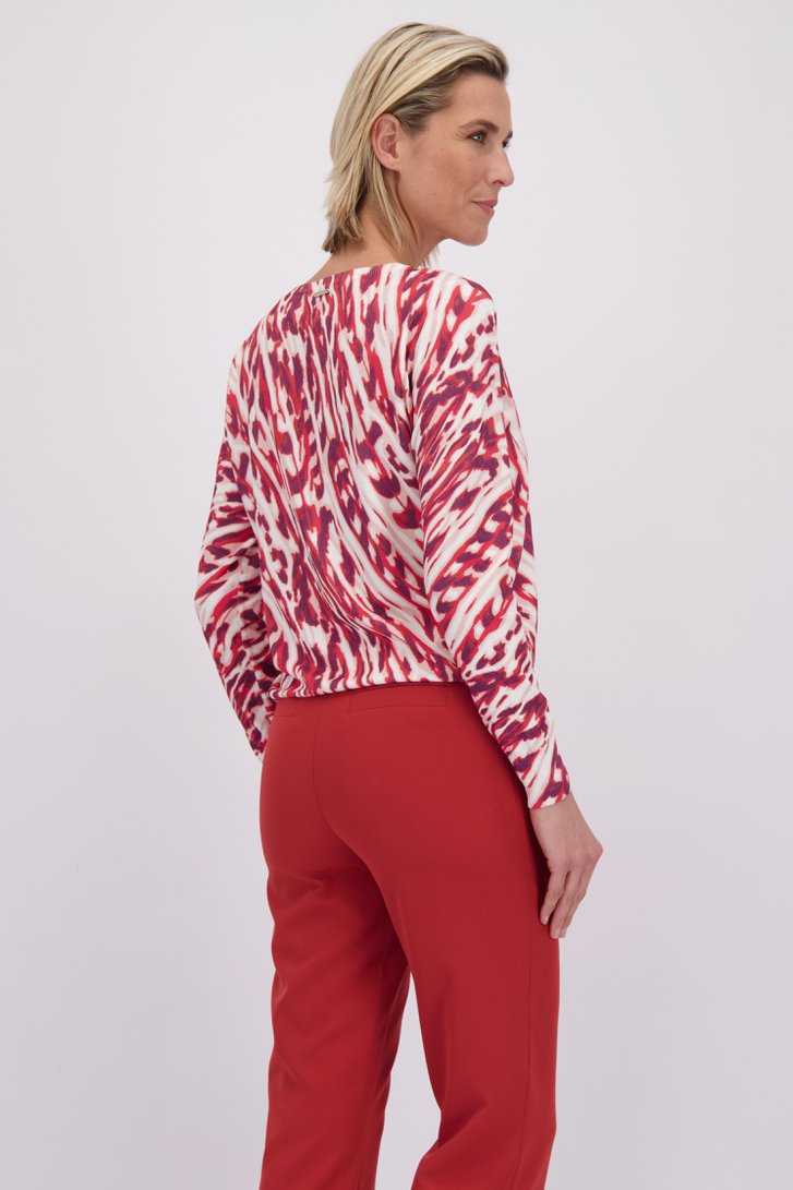 Le dos de Pull finement tricoté à motif rouge et blanc de Claude Arielle pour Femmes
