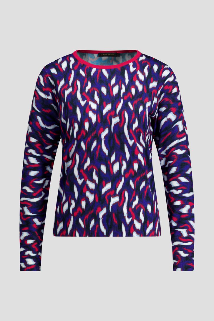 Photo produit 1 de Pull finement tricoté rouge et bleu  de Claude Arielle pour Femmes