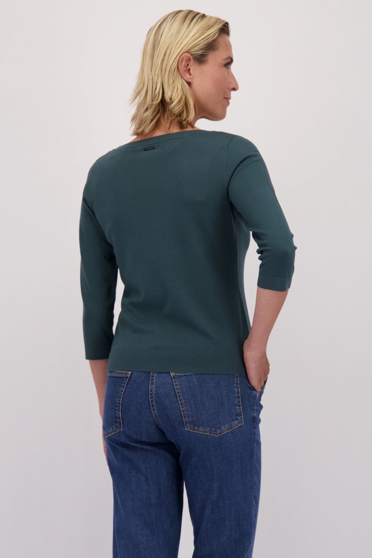 Le dos de Pull finement tricoté vert foncé de Claude Arielle pour Femmes