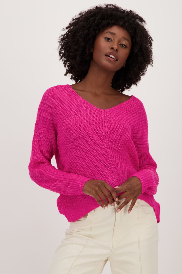 Pull fuchsia avec encolure en V de JDY pour Femmes
