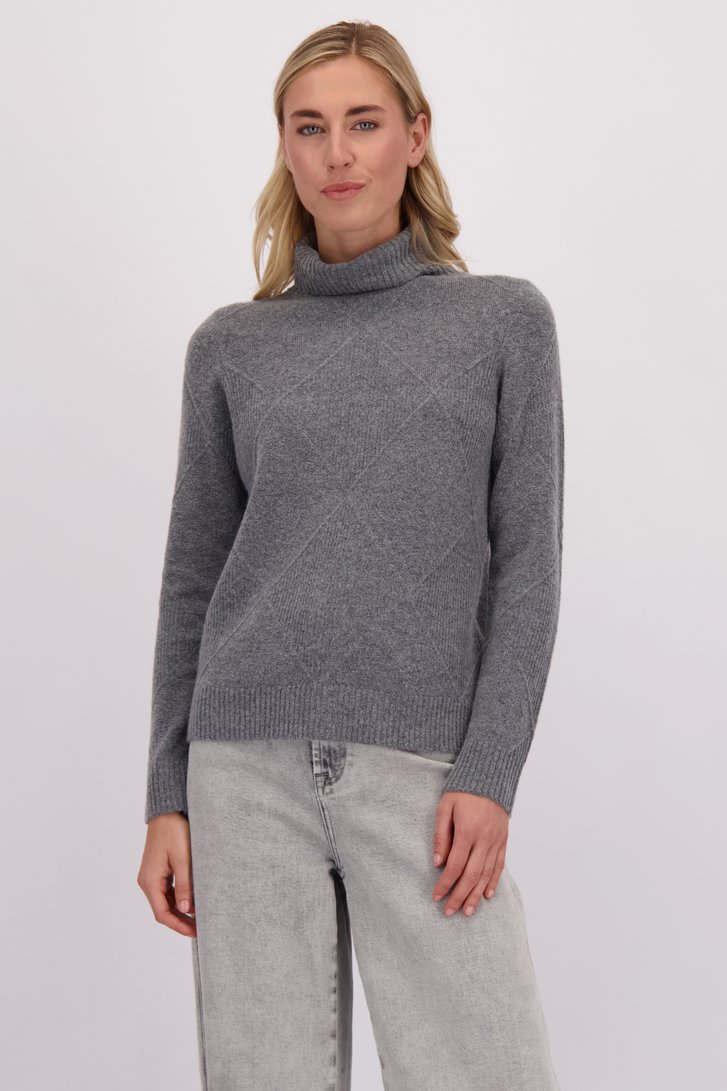 Le devant de Pull gris à col roulé de Liberty Island pour Femmes