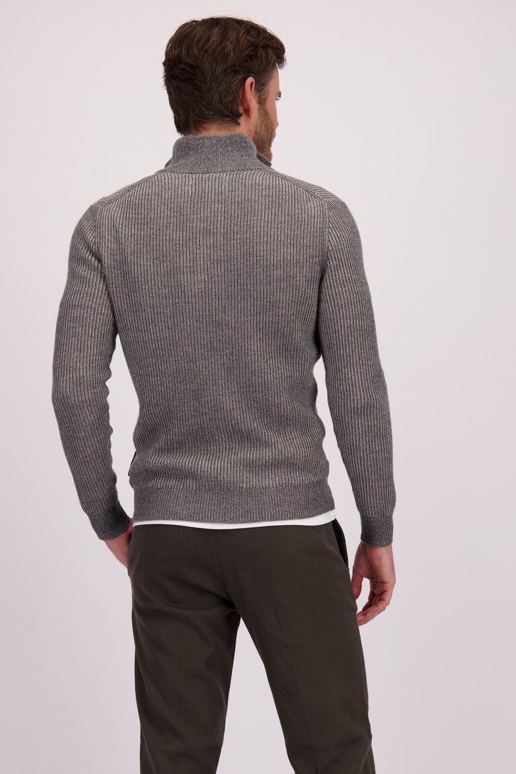 Le dos de Pull gris à col zippé de Marc O'Polo pour Hommes