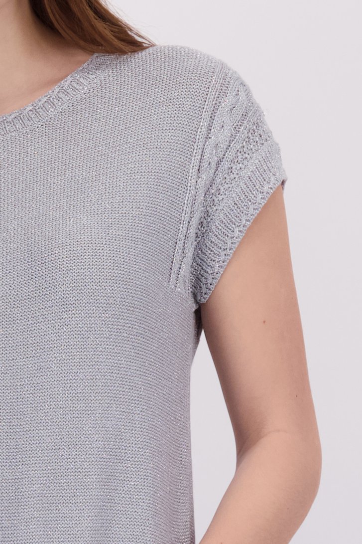 Détail de Pull gris à manches courtes de Geisha pour Femmes