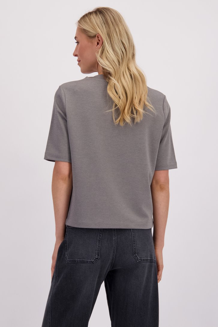 Le dos de Pull gris à manches courtes de Liberty Island pour Femmes