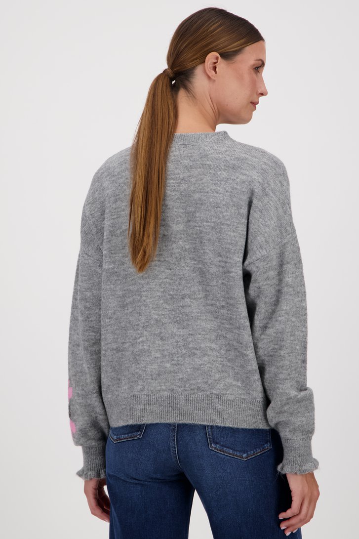 Pull gris clair avec des fleurs de JDY pour Femmes
