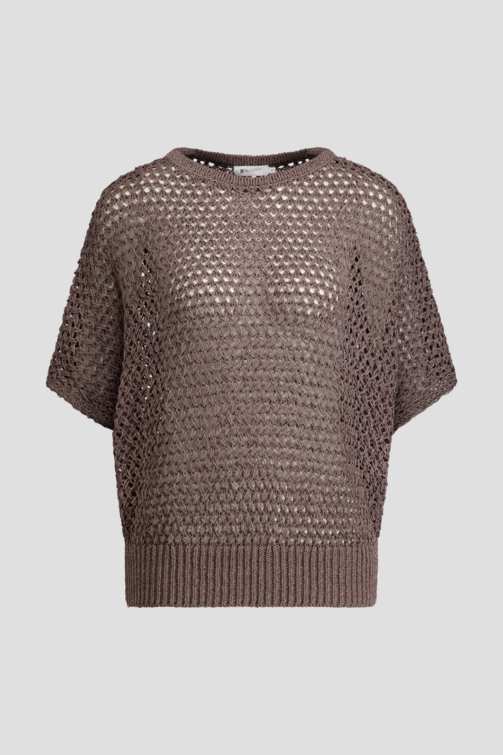 Photo produit 1 de Pull gris en maille ajourée de D'Auvry pour Femmes