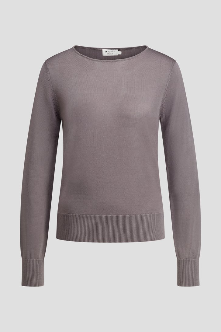 Photo produit 1 de Pull gris finement tricoté à col rond de D'Auvry Studio pour Femmes