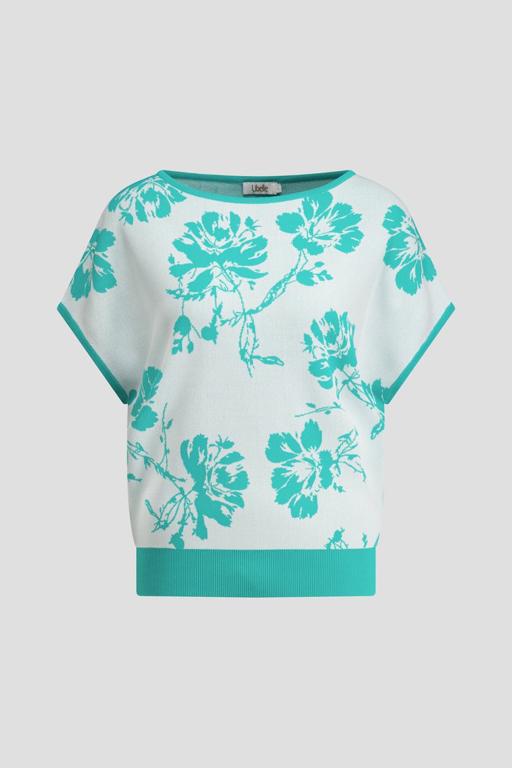 Photo produit 1 de Pull jacquard écru à motif floral vert de Libelle pour Femmes