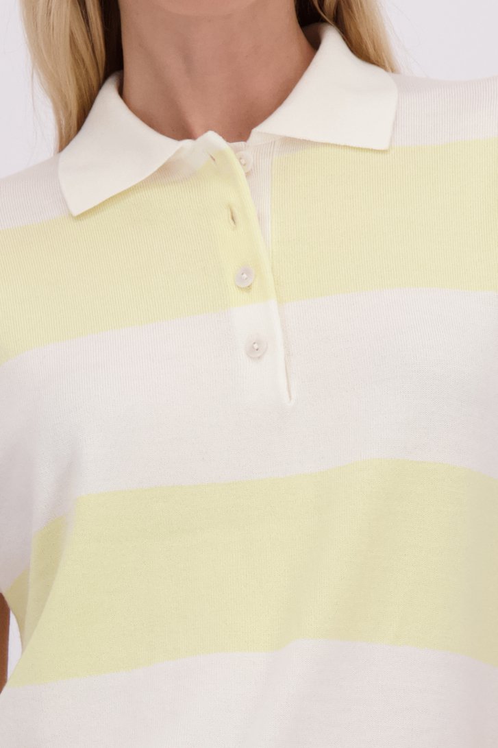 Détail de Pull jaune-écru à rayures avec col polo de Liberty Island pour Femmes