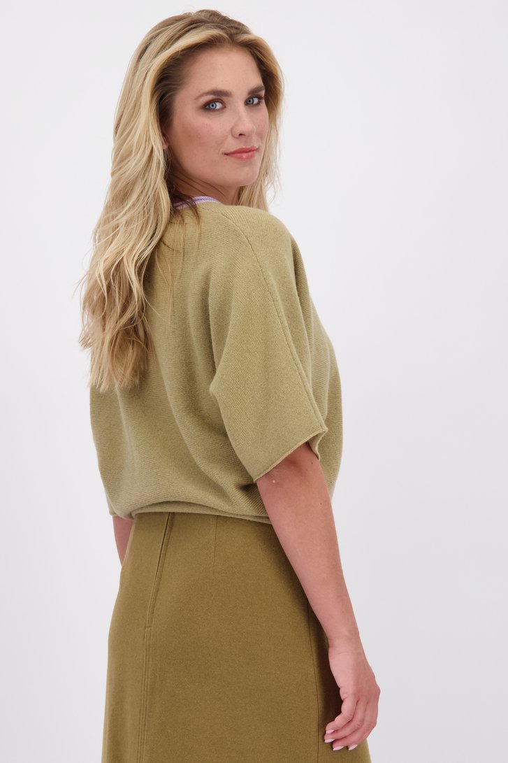 Le dos de Pull jaune ocre à manches 3/4 de Libelle pour Femmes