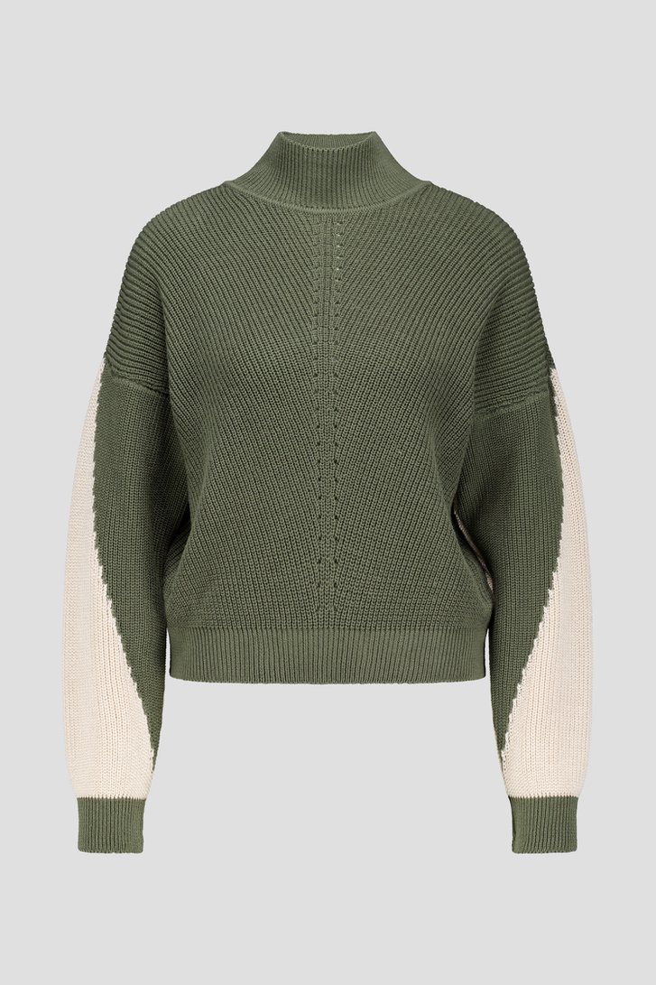 Photo produit 1 de Pull kaki avec manches écru de AC by Annelien Coorevits pour Femmes