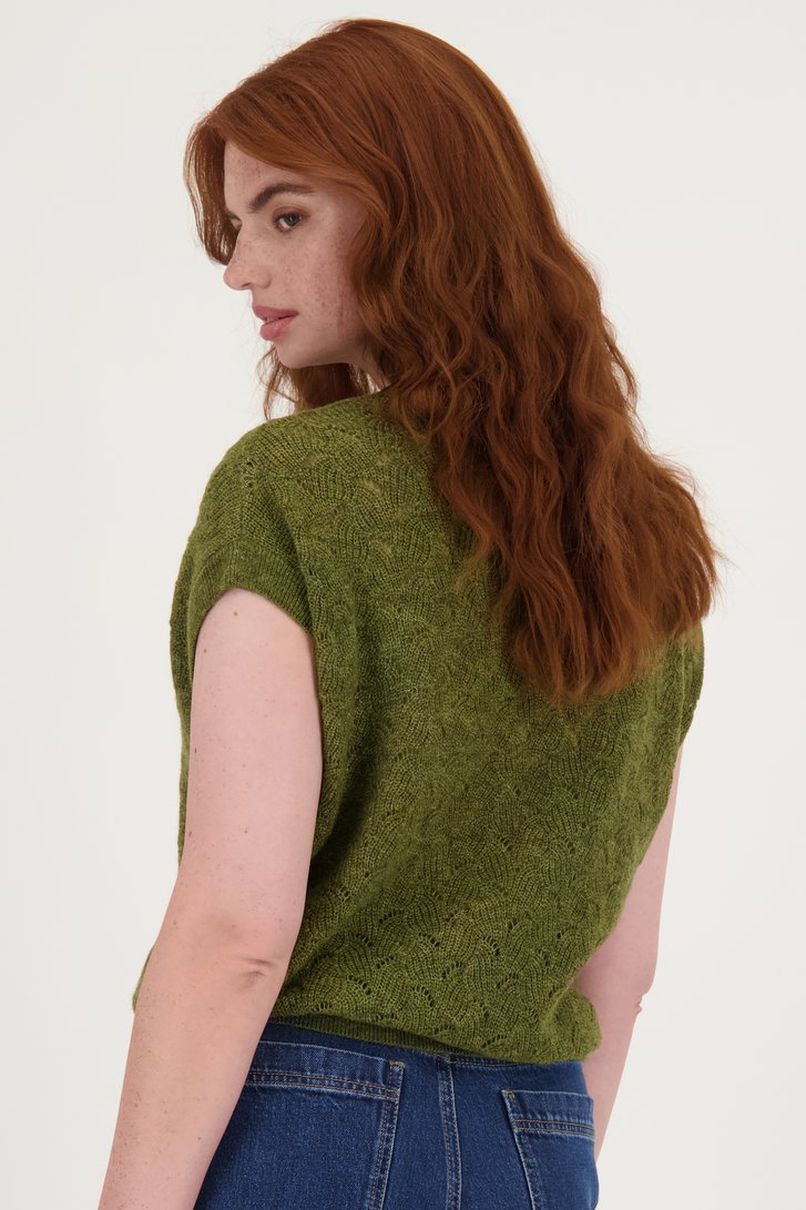 Pull kaki avec motif ajouré de Libelle pour Femmes